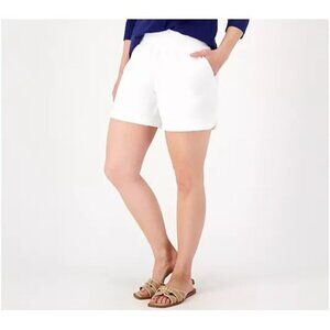 Belle Beach by Kim GravelPoolside Terry Curved Hem Shorts White X-Large A601146